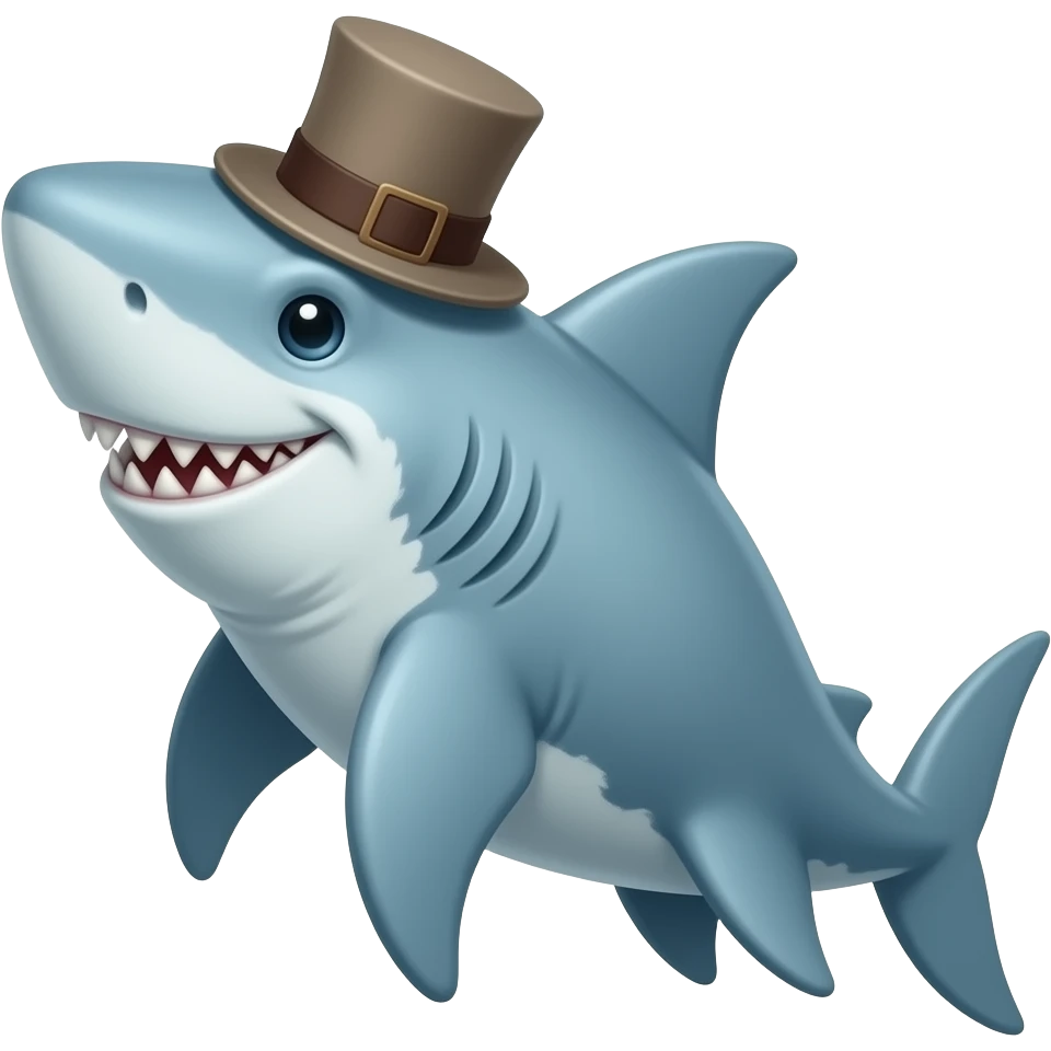 Shark with a top hat emoji