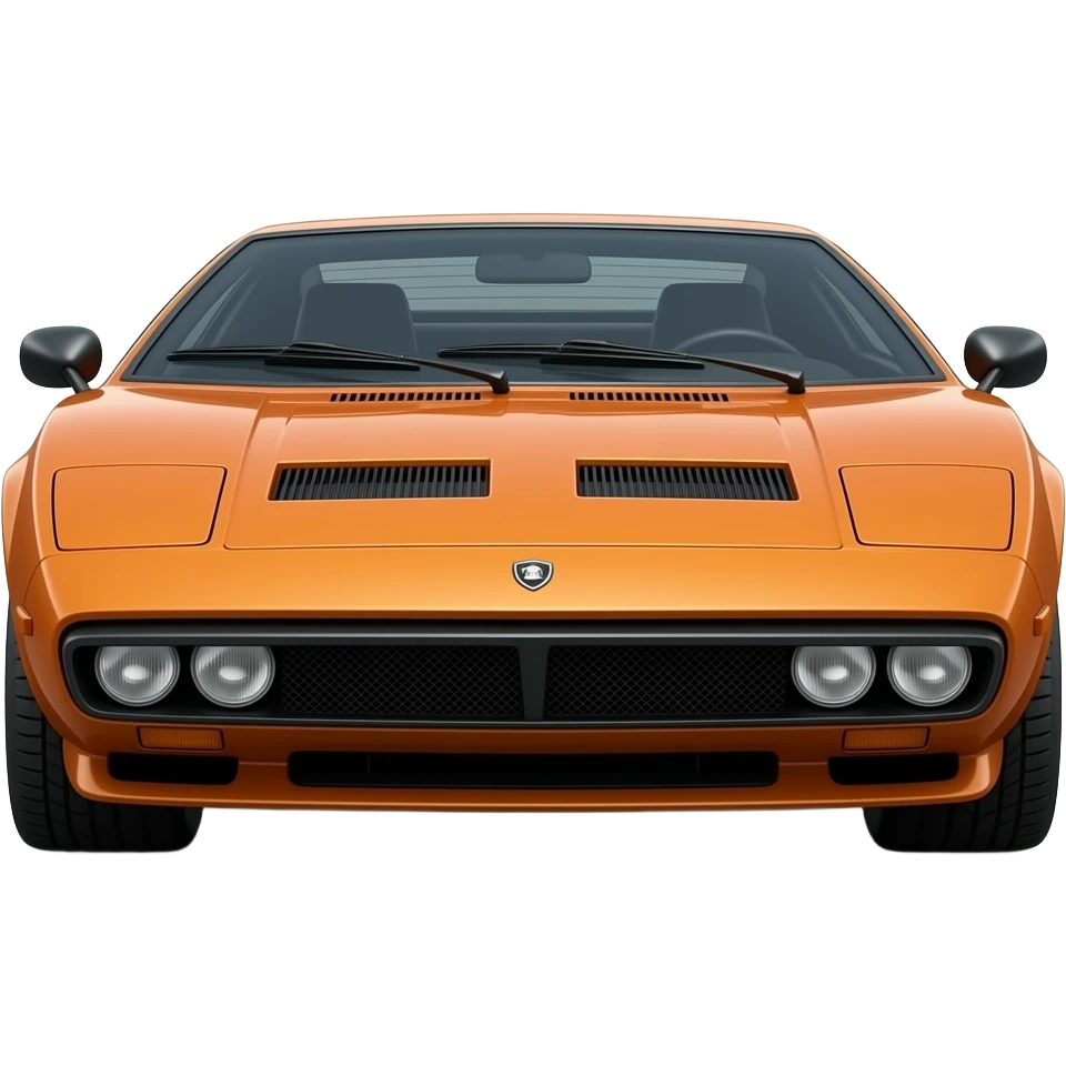 detomaso mangusta orange front, higly detailled, hyper realistic emoji