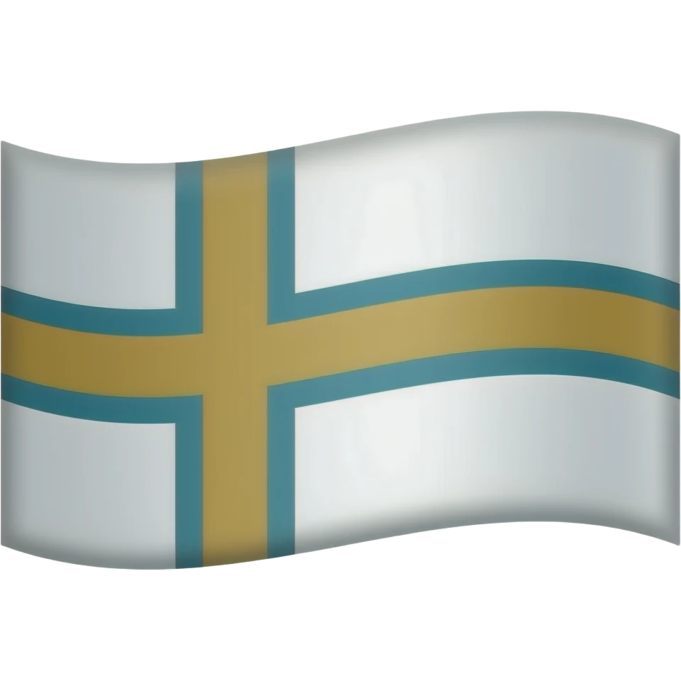 make a realistic flag emoji like 🇳🇴, but whit white background and an amber/gold cross with teal border (only in the cross, and thinner than the one in norway) emoji