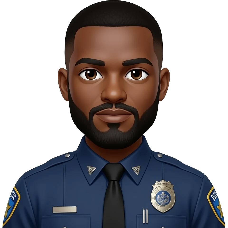 black officer with full beard and tapper haircut emoji