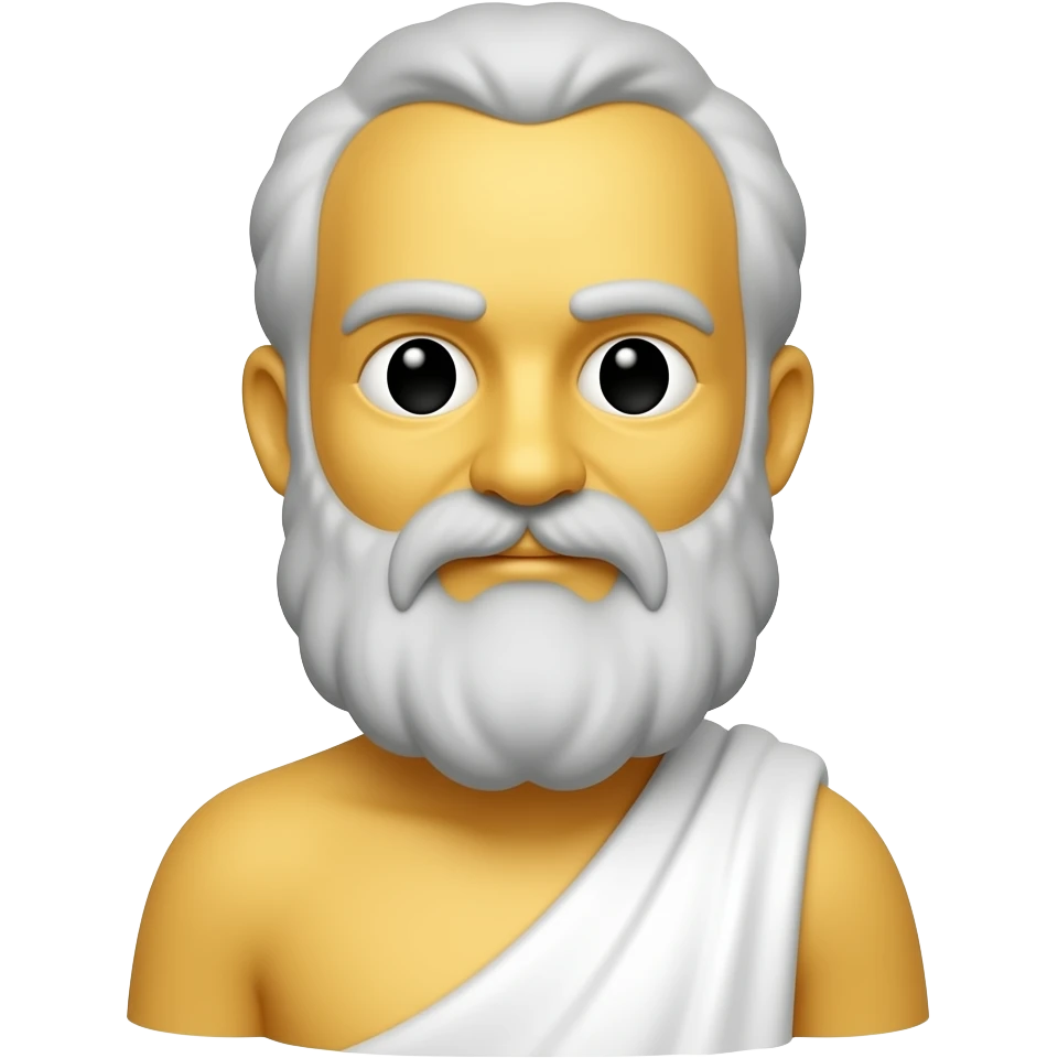 socrates piel amarilla, tunica blanca y minimalista tipico de emoji emoji