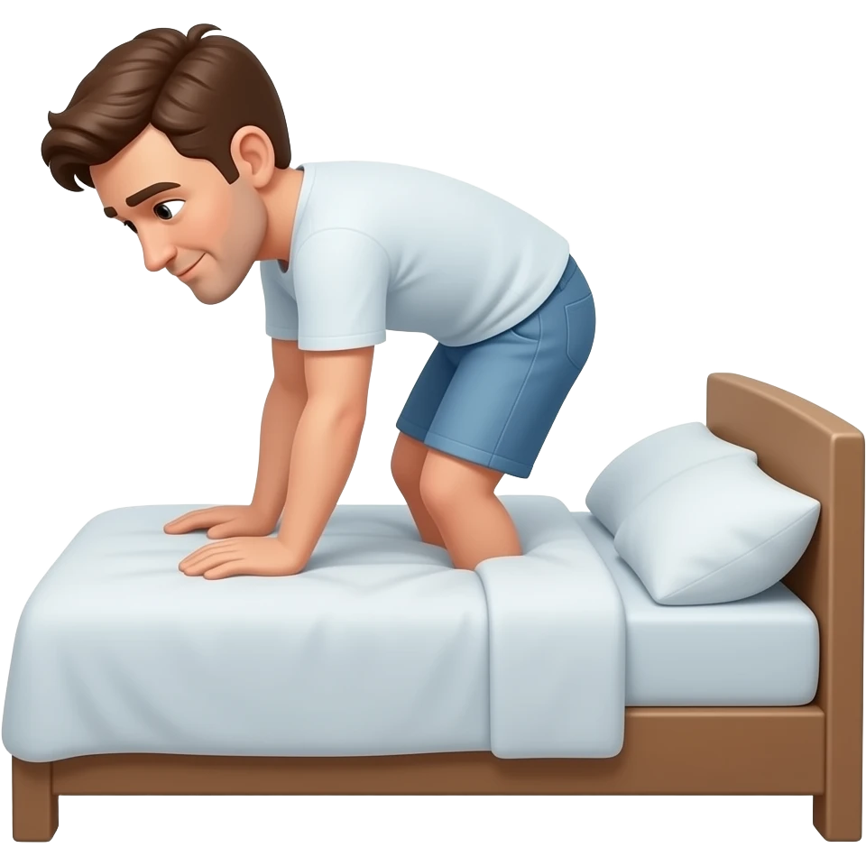 A man bending on a bed emoji