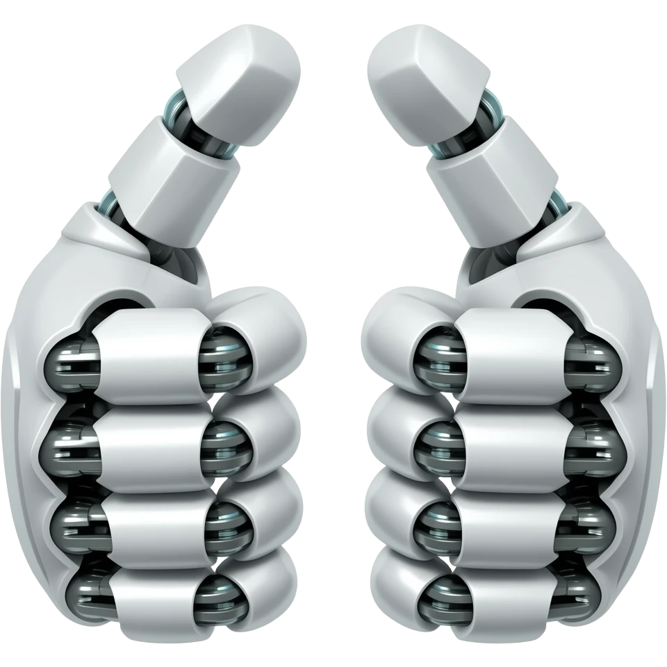 two robot hands doing thumbs up emoji