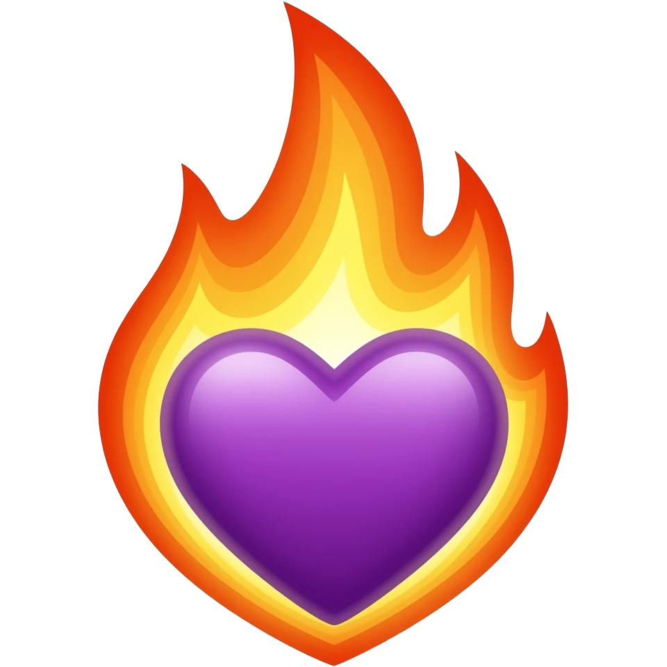 Purple on fire heart emoji