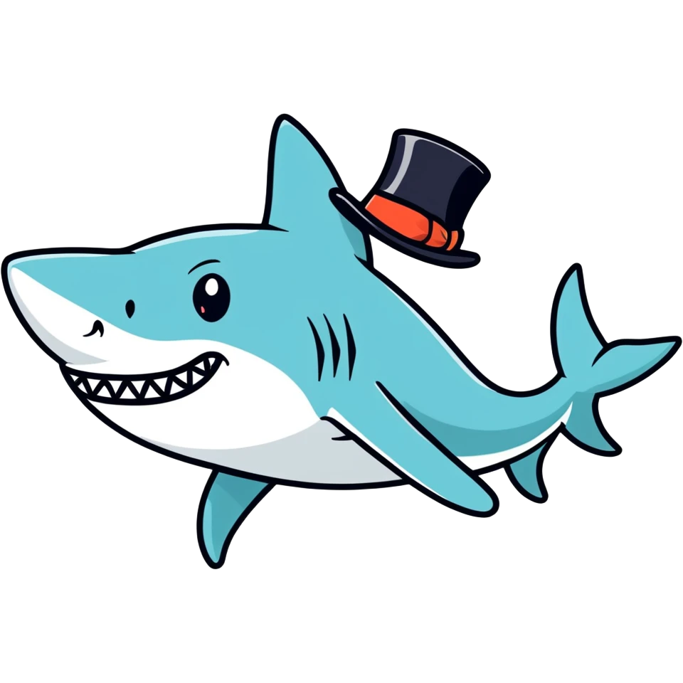 Shark with a top hat emoji