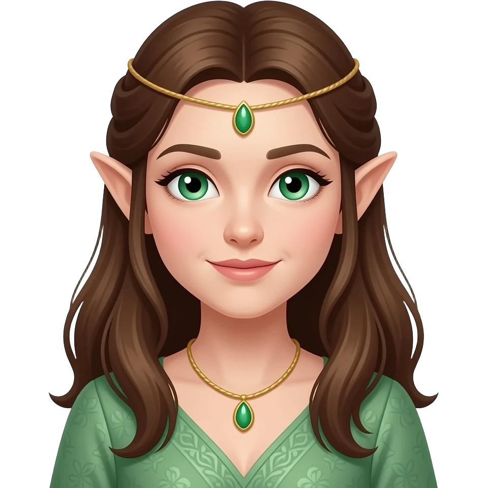 Elven princess brown hair green eyes emoji