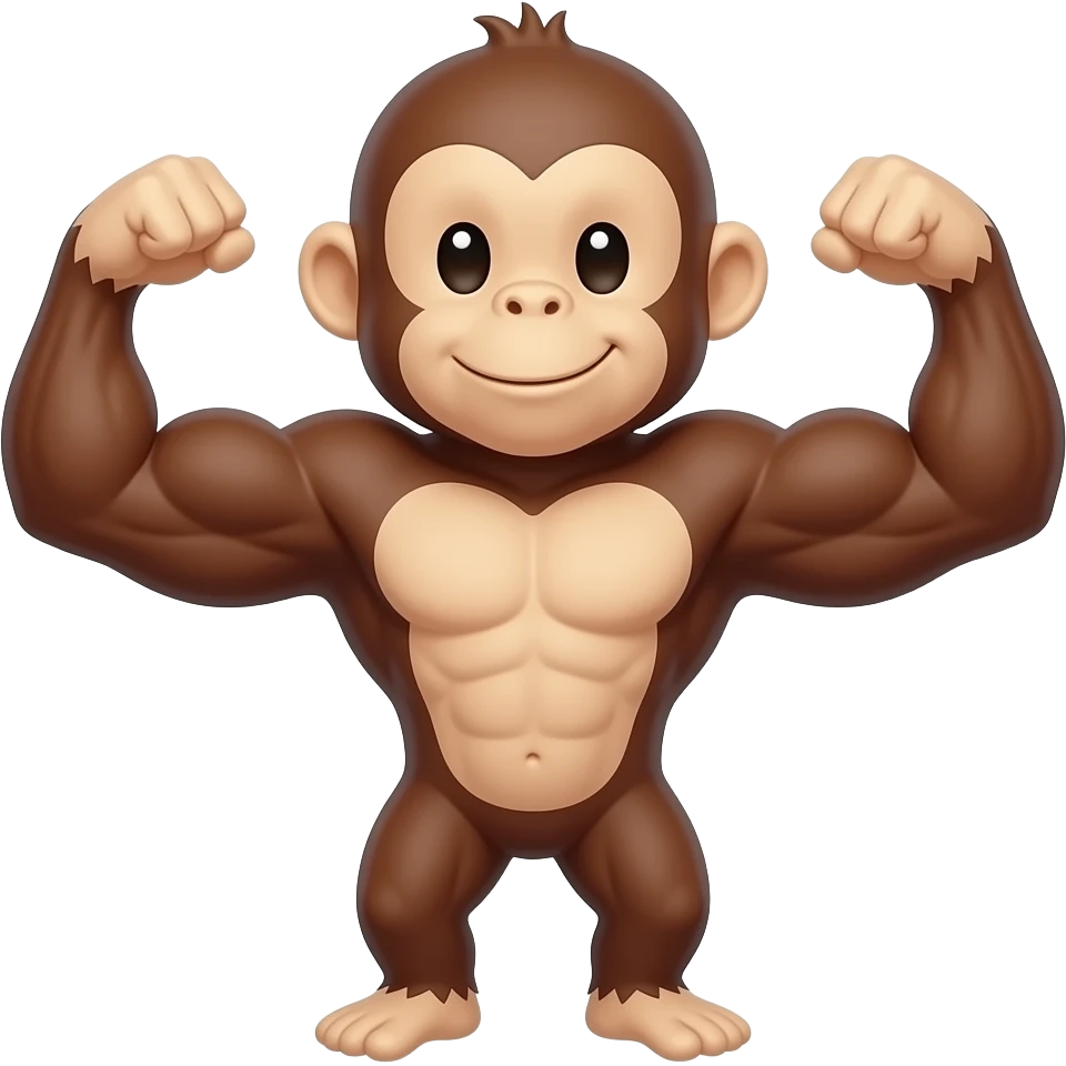 Cute monkey biceps flex emoji