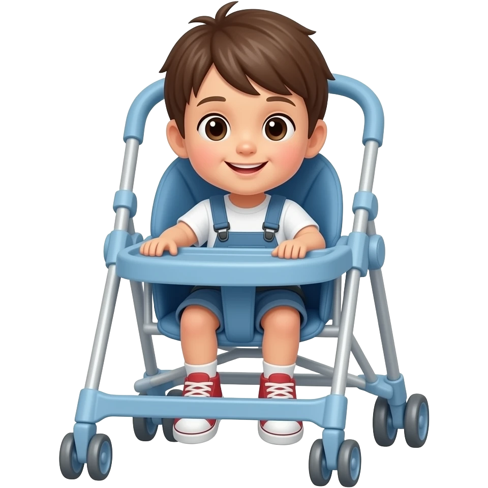 Ребенок стоит в ходунках emoji