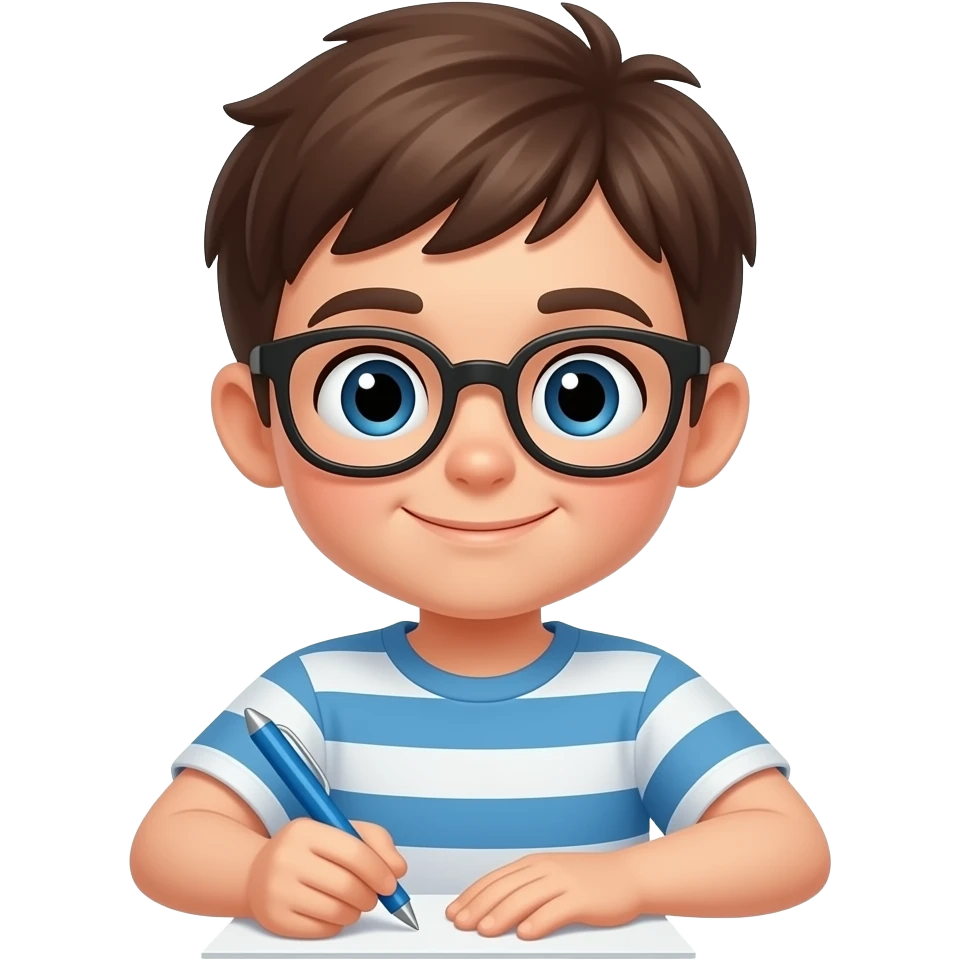 boy is writing emoji