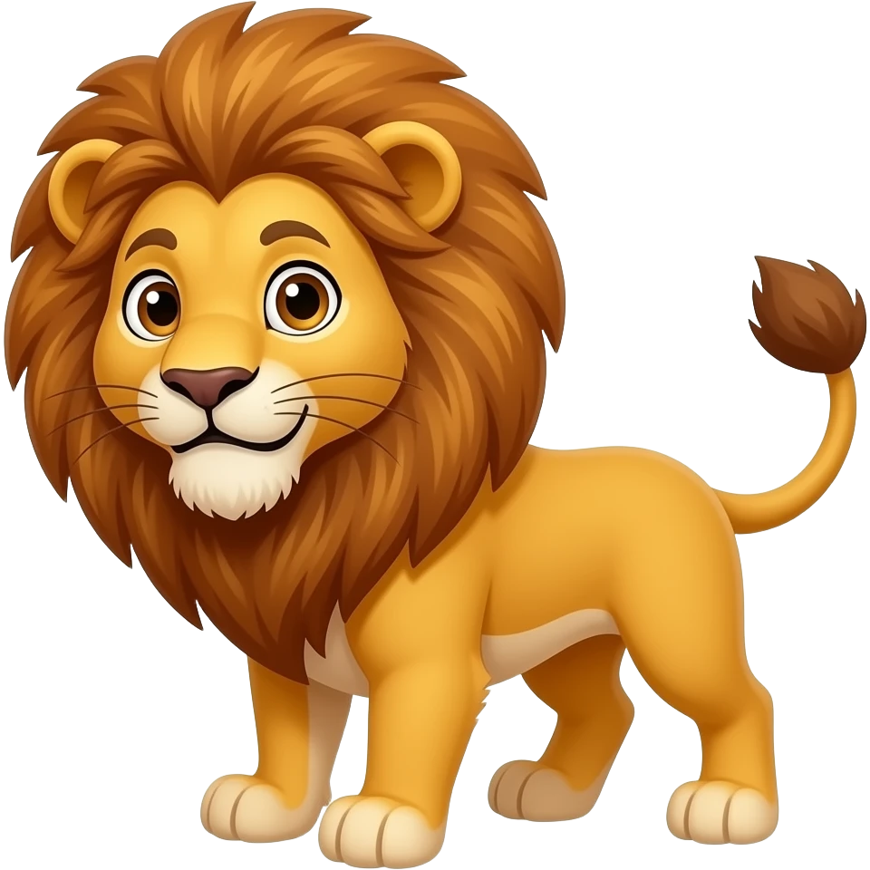 Create a Lion character Who is in a Flocked style in A Masha and the bear Style emoji