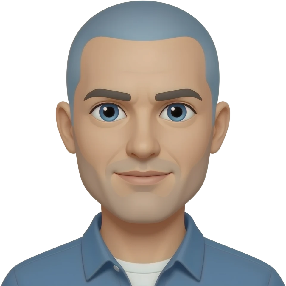 hombre con pelo casi calvo y el pelo de color azul emoji