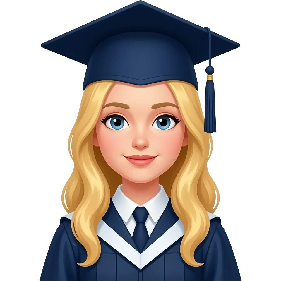 Graduating blond girl, neutral pose emoji