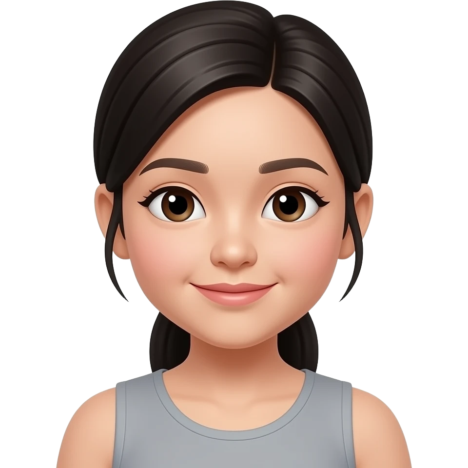 pretty dark haired asian girl with hair pulled back emoji