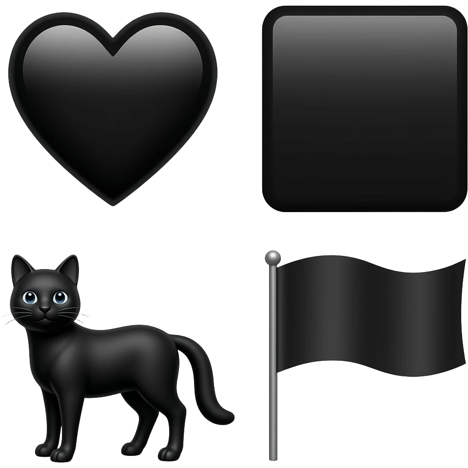 🐎🖤⬛⚫🐈‍⬛🏴◼️✒️ emoji