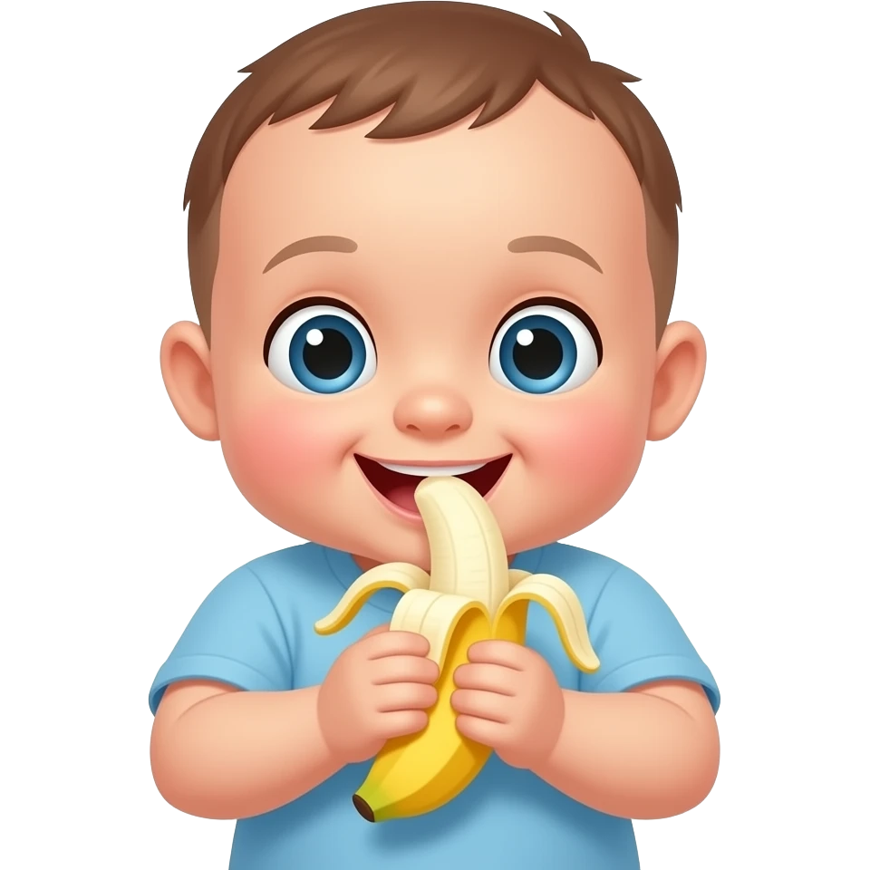 It is a big baby eating a banana with chubby chubby cheaks emoji