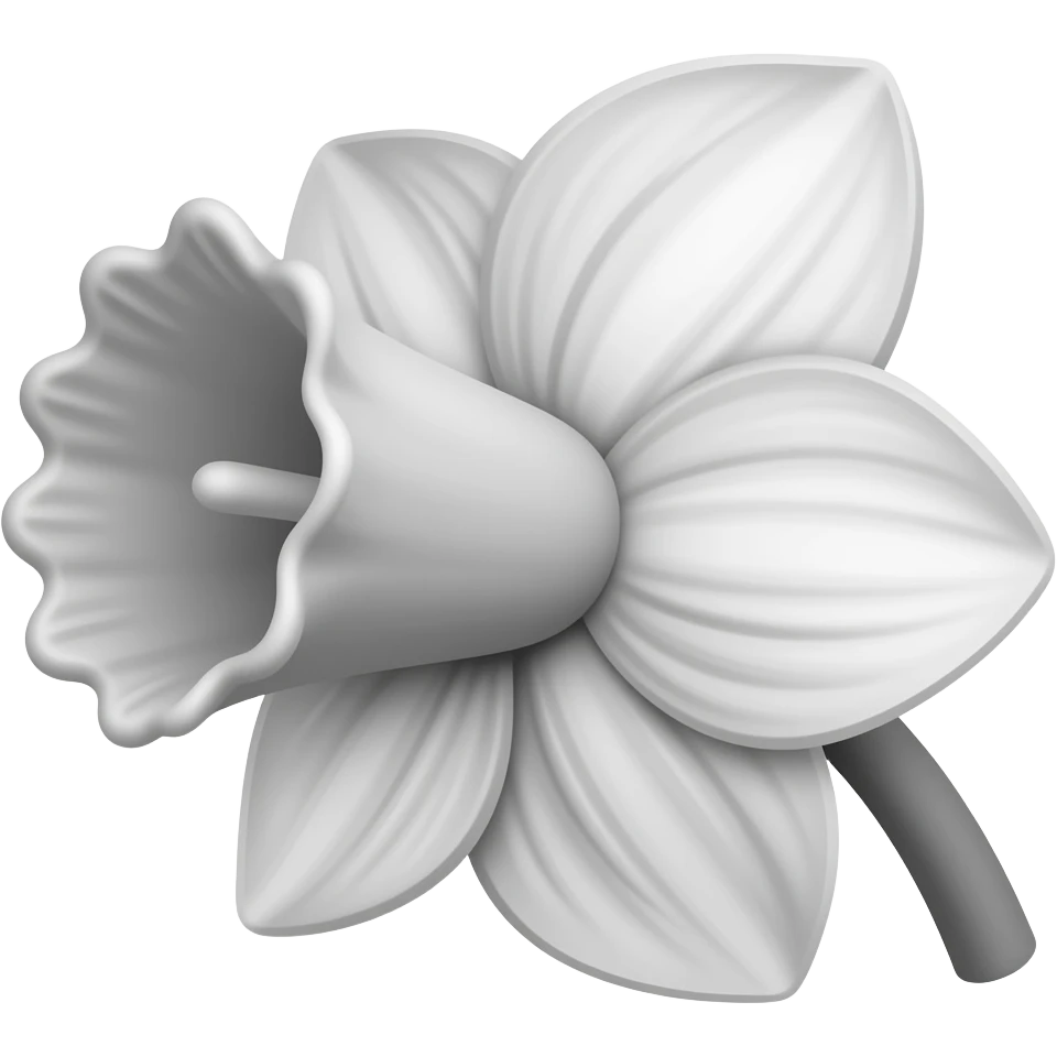 grey daffodil clip art, no color, make a simple logo emoji