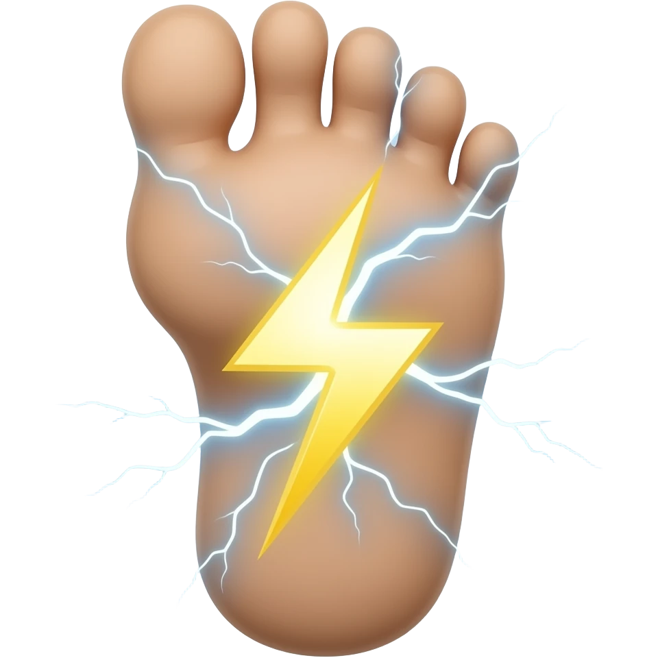 show a foot with a lightning emoji