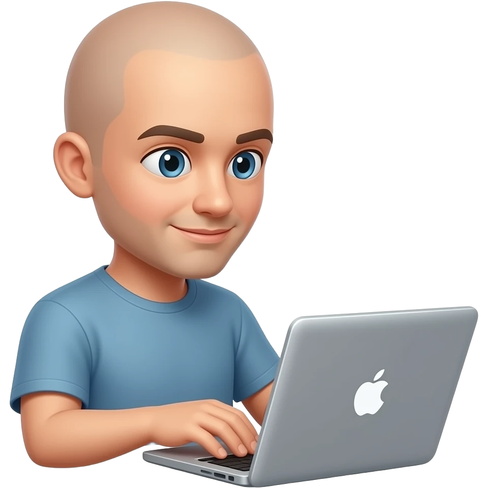 bald busy with macbook emoji