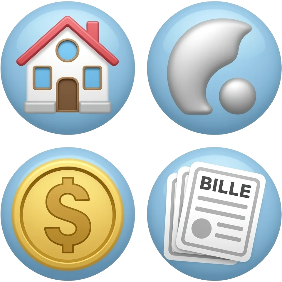create cute aesthetic emojis for finance and bills (example: rent, subscriptions). I don't want them super detailed. I want light, airy, and minimal but still cute and aesthetic emoji