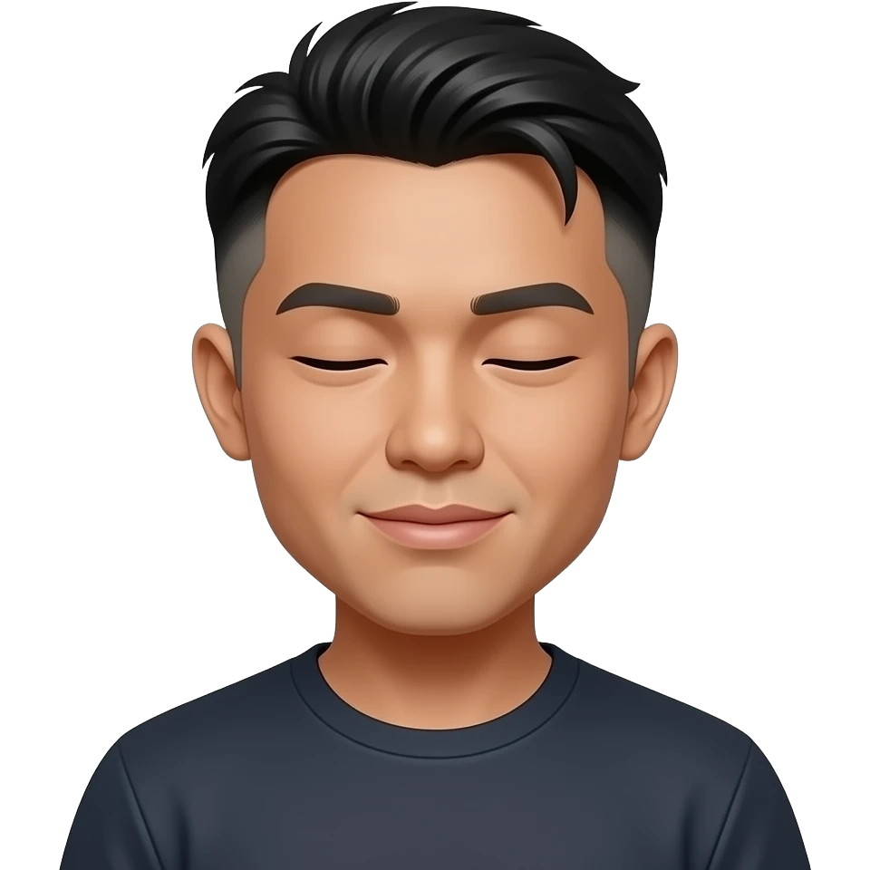 25 years old Filipino man fade hair cut closed lips emoji