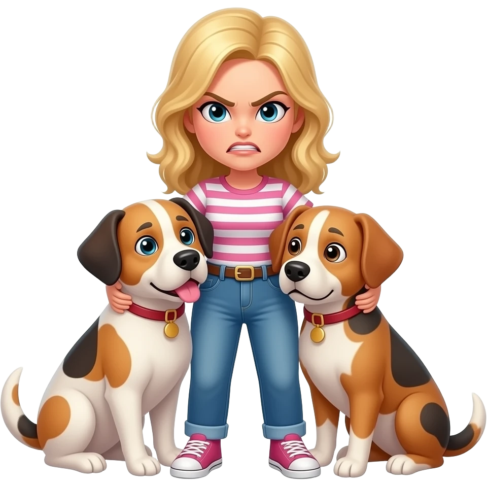 Angry Blonde Women hug Their Dogs emoji