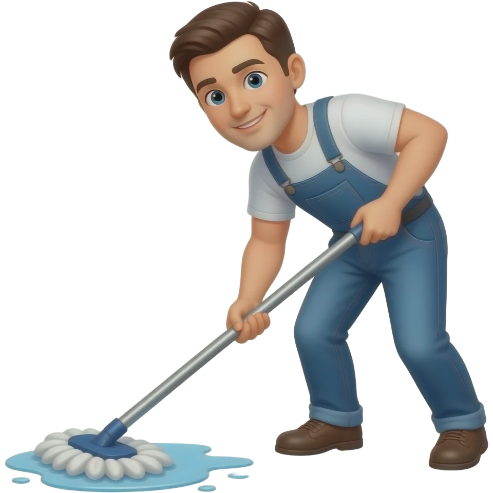 Чоловік прибирає зі шваброю emoji