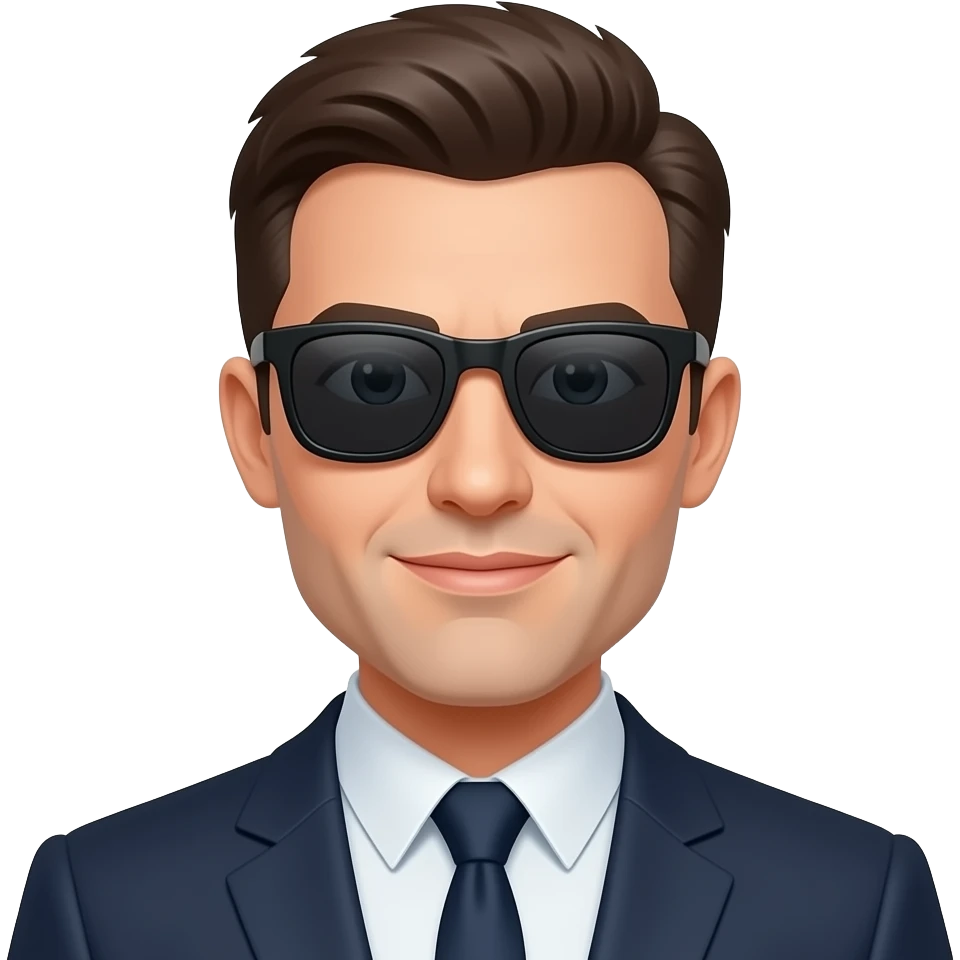 white american bussiness man with short hair black sunglasses emoji