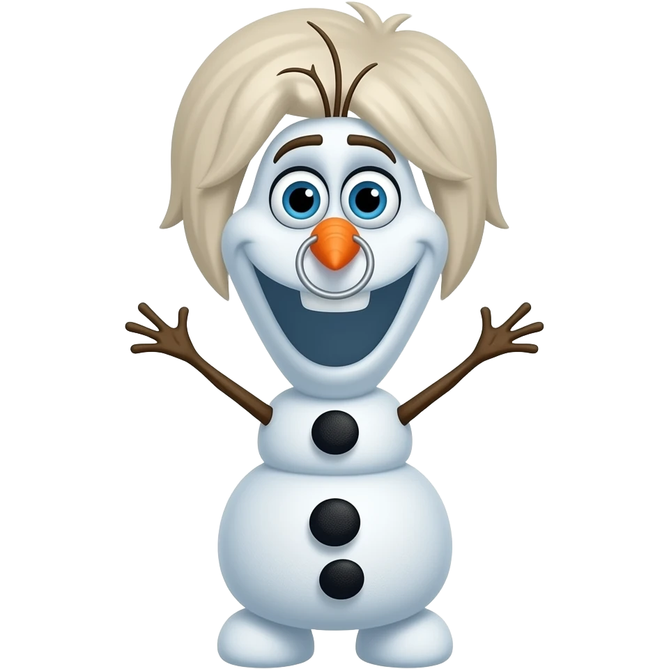 Can you make Olaf the snowman with emo hair and a nosering emoji