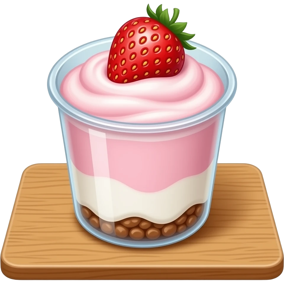 Container of strawberry yogurt emoji