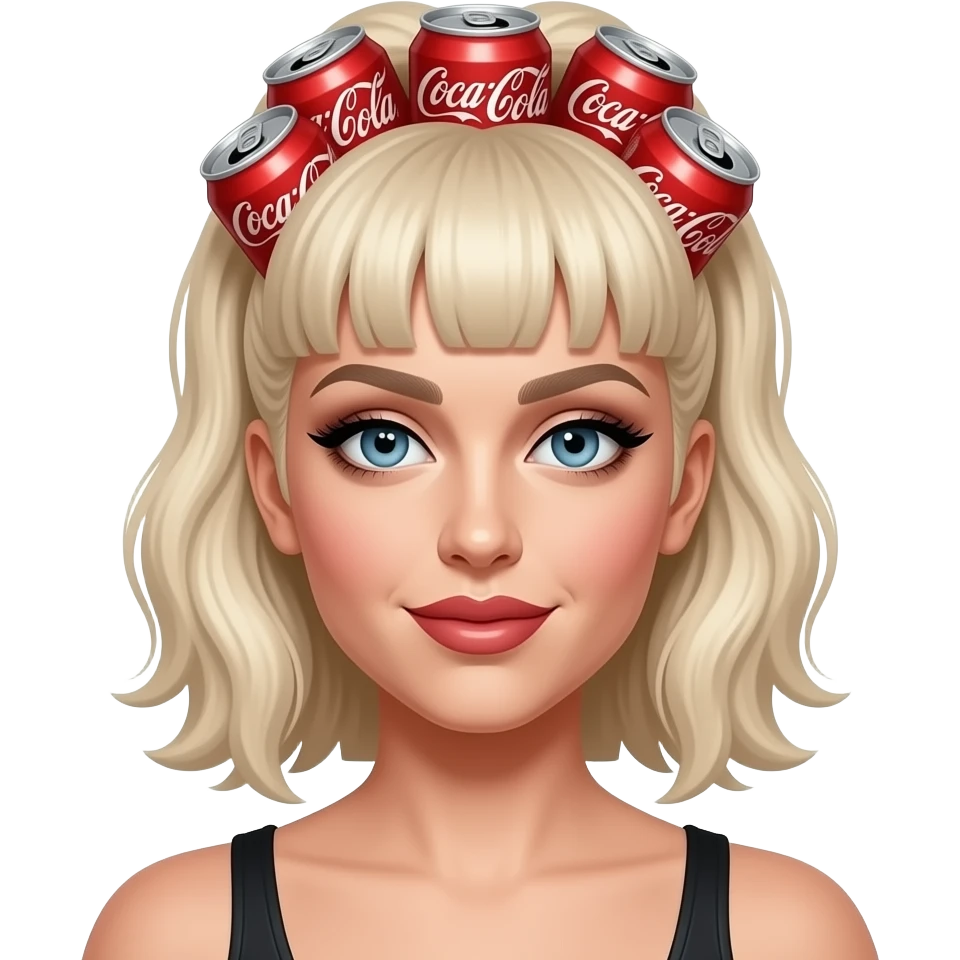 lady gaga with diet coke cans in her hair emoji