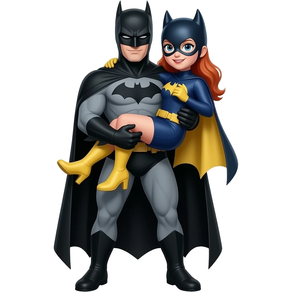 Batman with batgirl in arms emoji