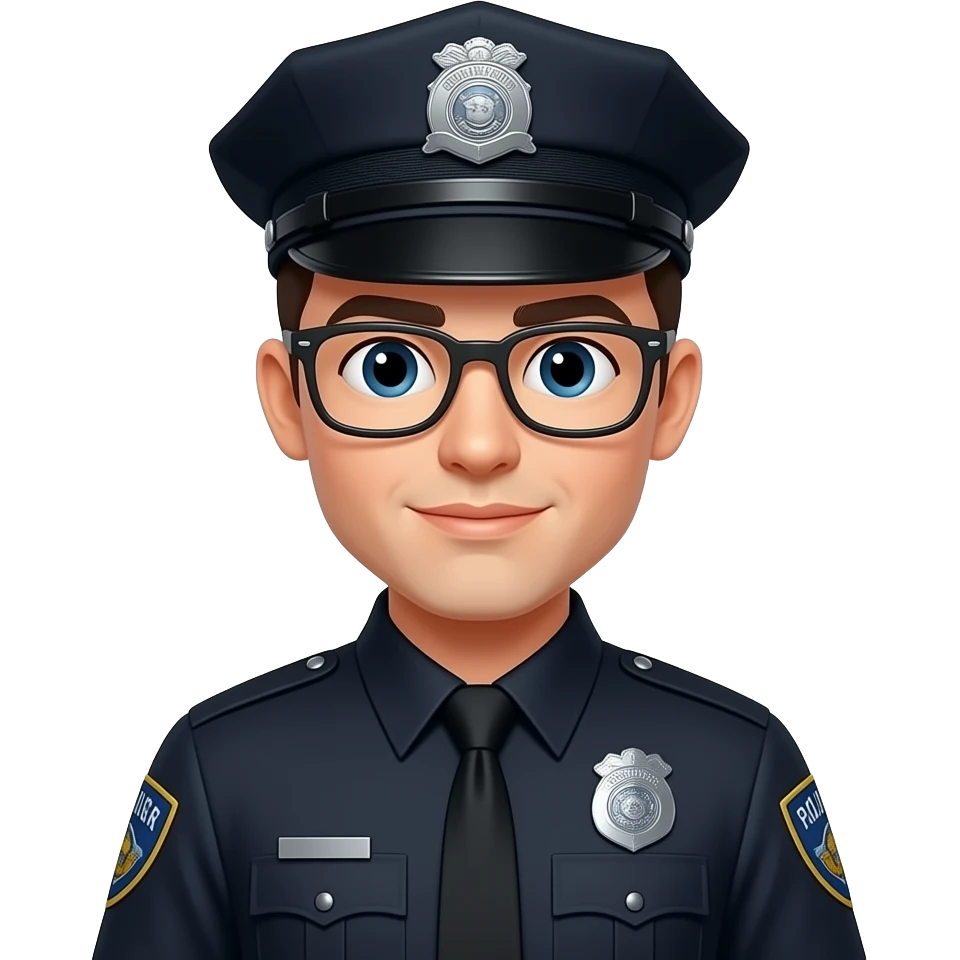 Police With glasses wearing black uniform emoji