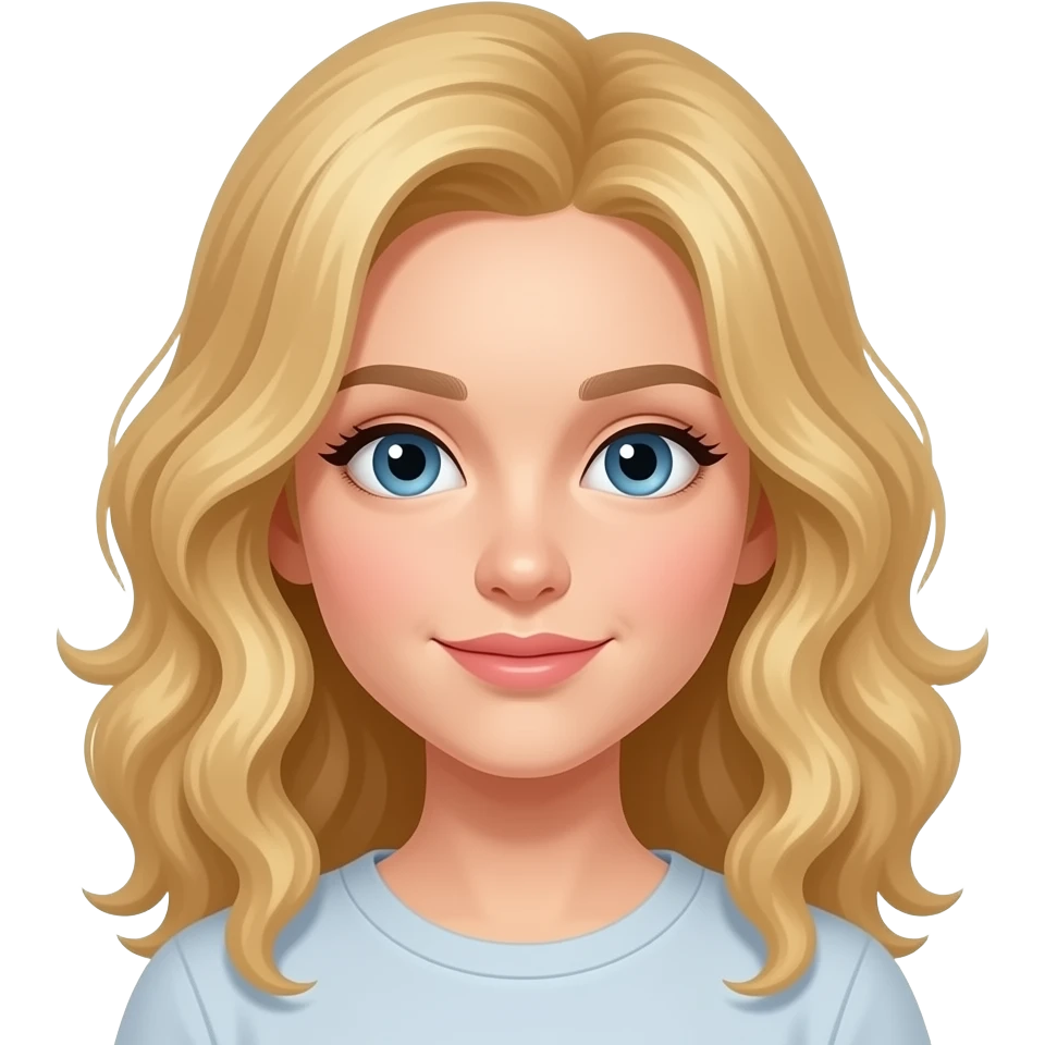 Fille blanche avec les cheveux blonds un peu bouclé et un peu ondulé emoji