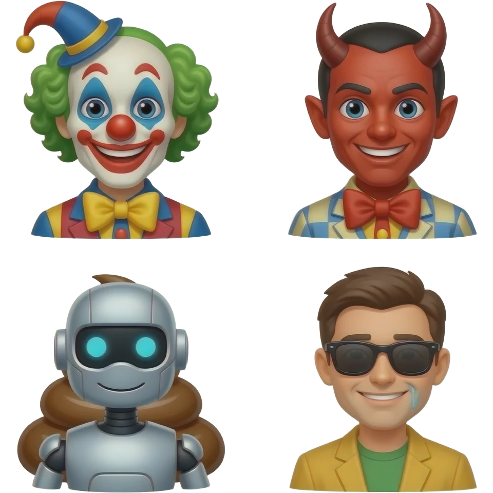 🤡🤡👹👺👺💩👹🤖🥸🤕 emoji