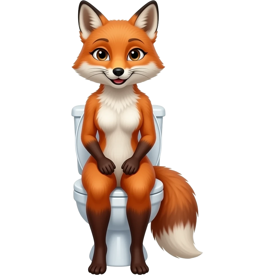 Female fox furry woman person on toilet veiw emoji