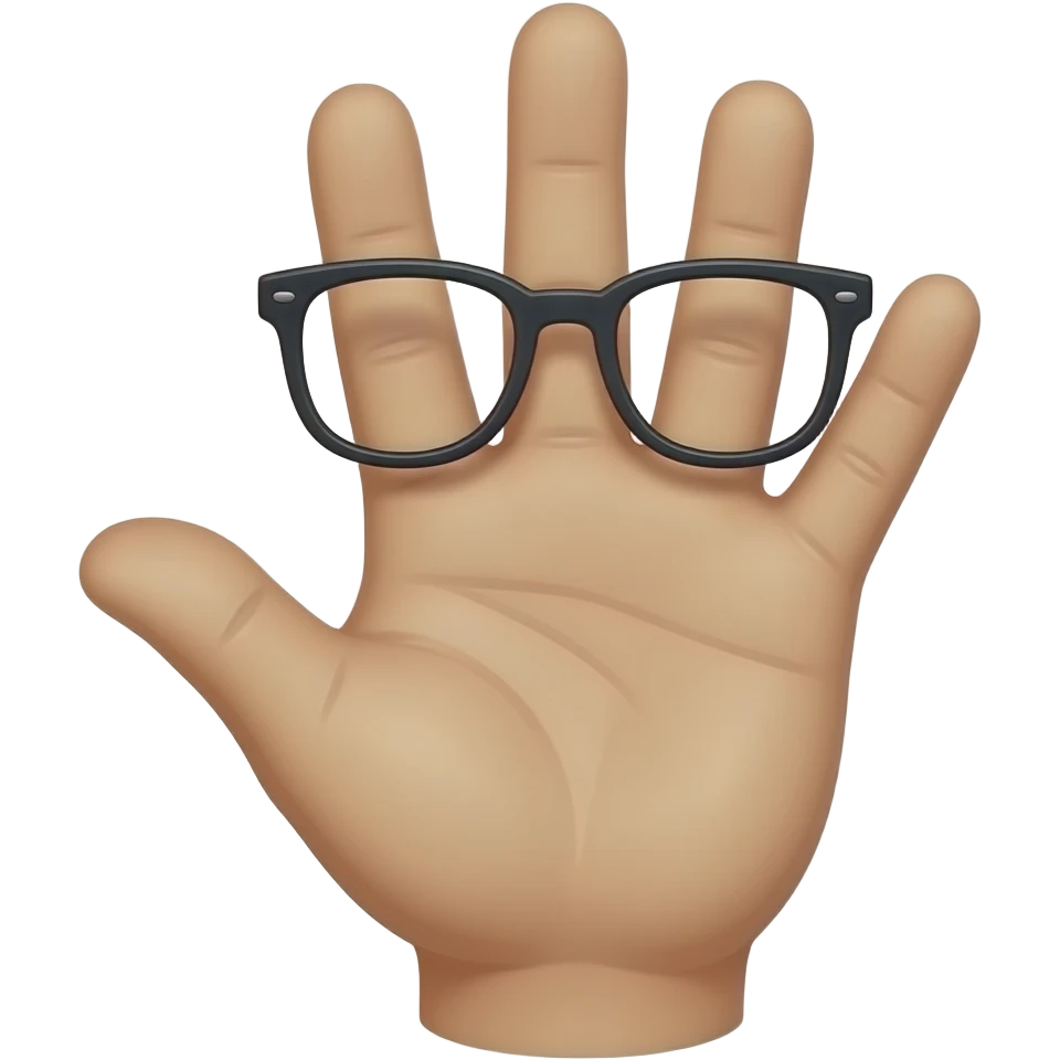 손등이 앞으로 보이게하고 손가락 두번째 마디에 안경이 오게 emoji
