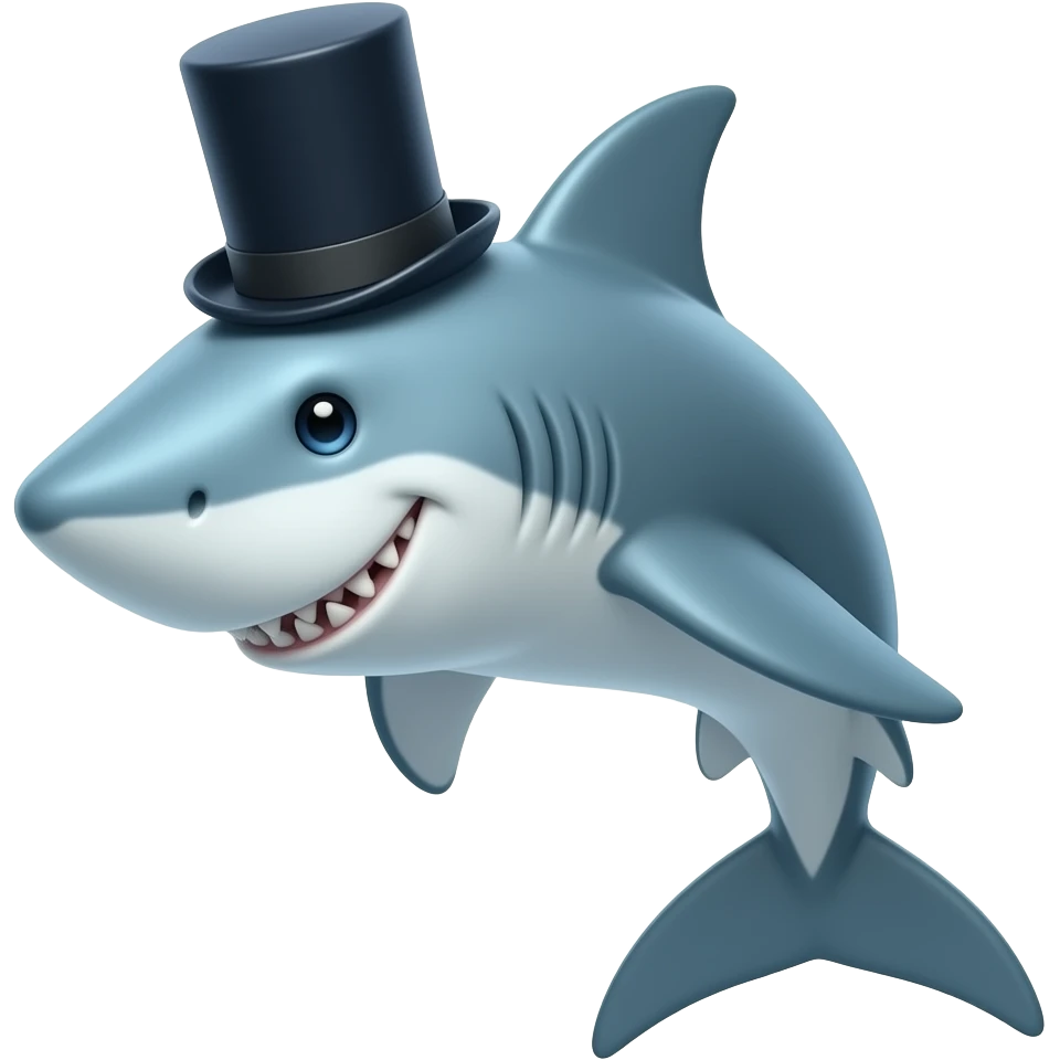 Shark with a top hat emoji