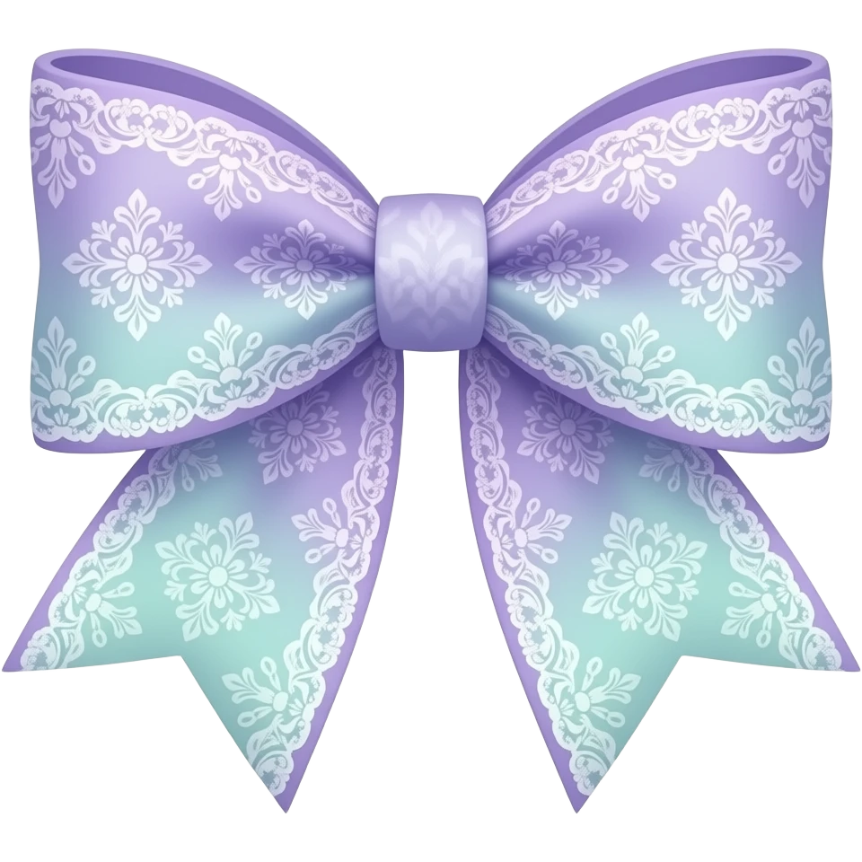 light purple ombre green pastel  with  hyacinth rococo style pattern on bow lace coquette bow emoji