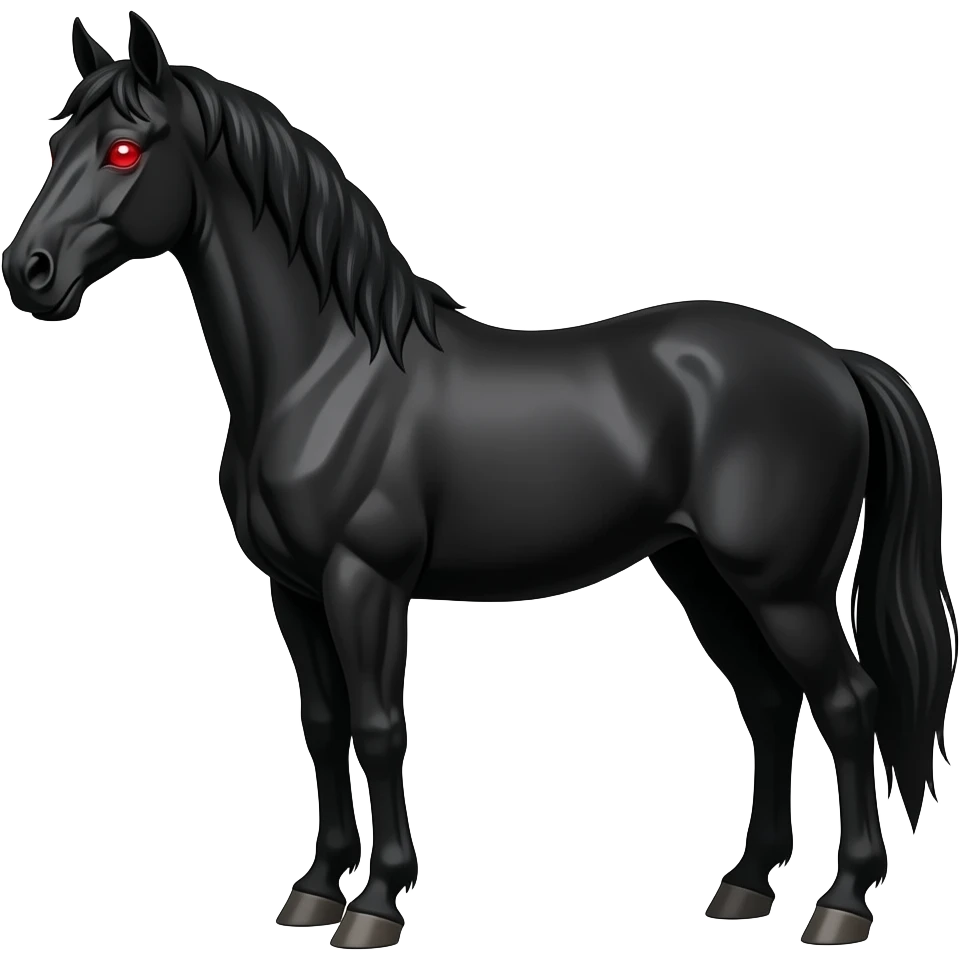 Create a black horse with red eye emoji