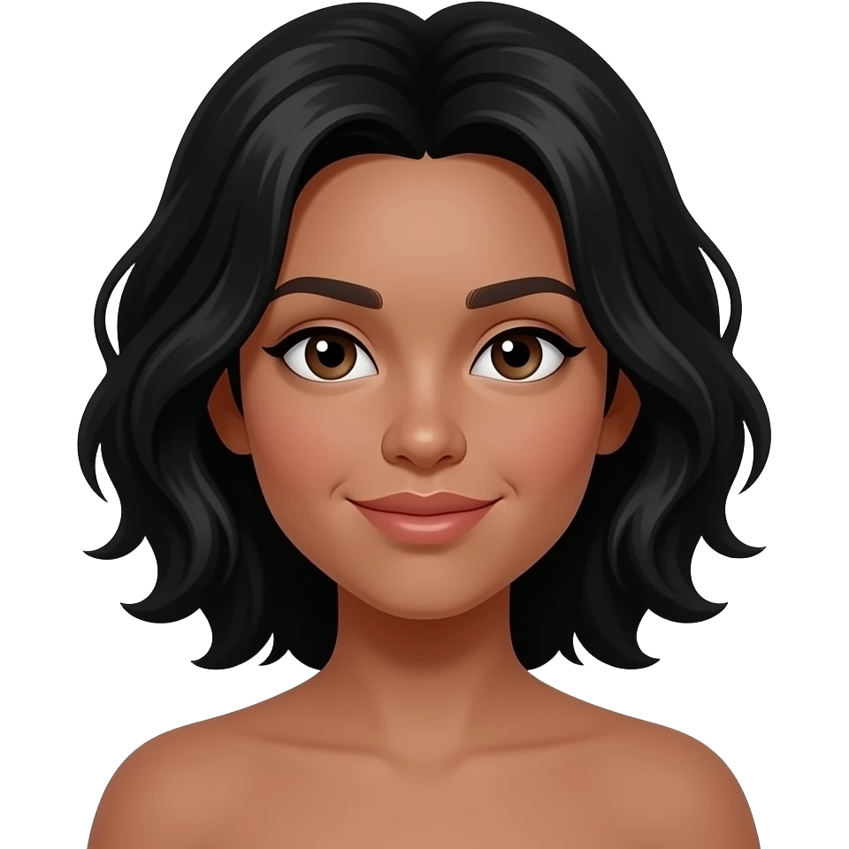 black wavy hair and tanned skin but same character emoji