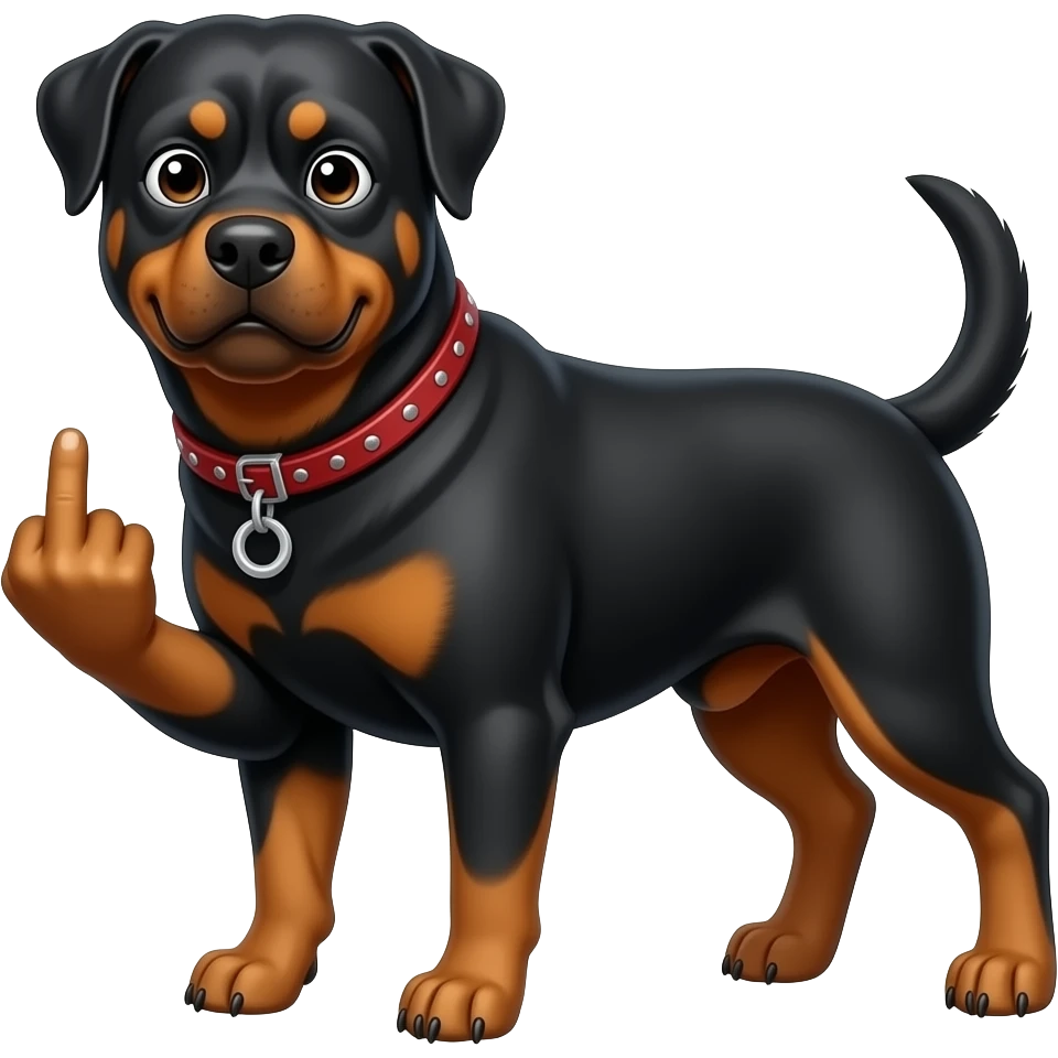Rottweiler with middle finger emoji