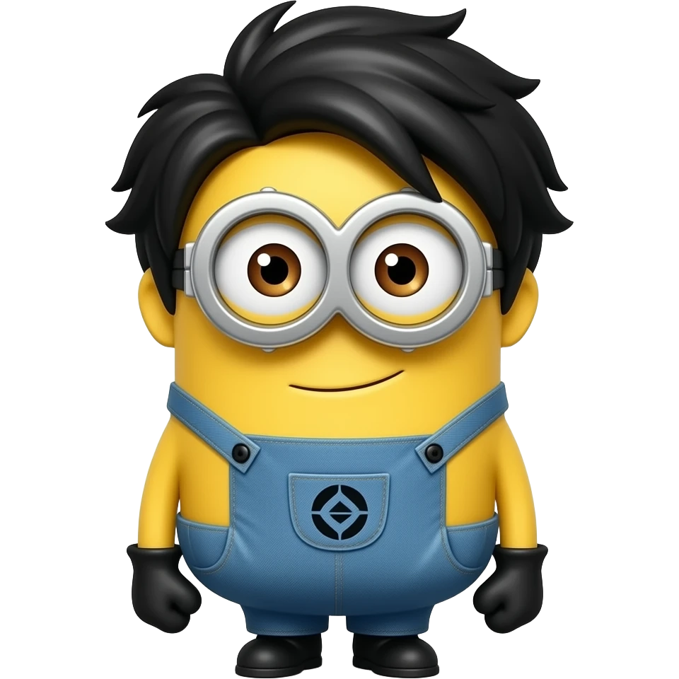 A minion with black hair and glasses emoji