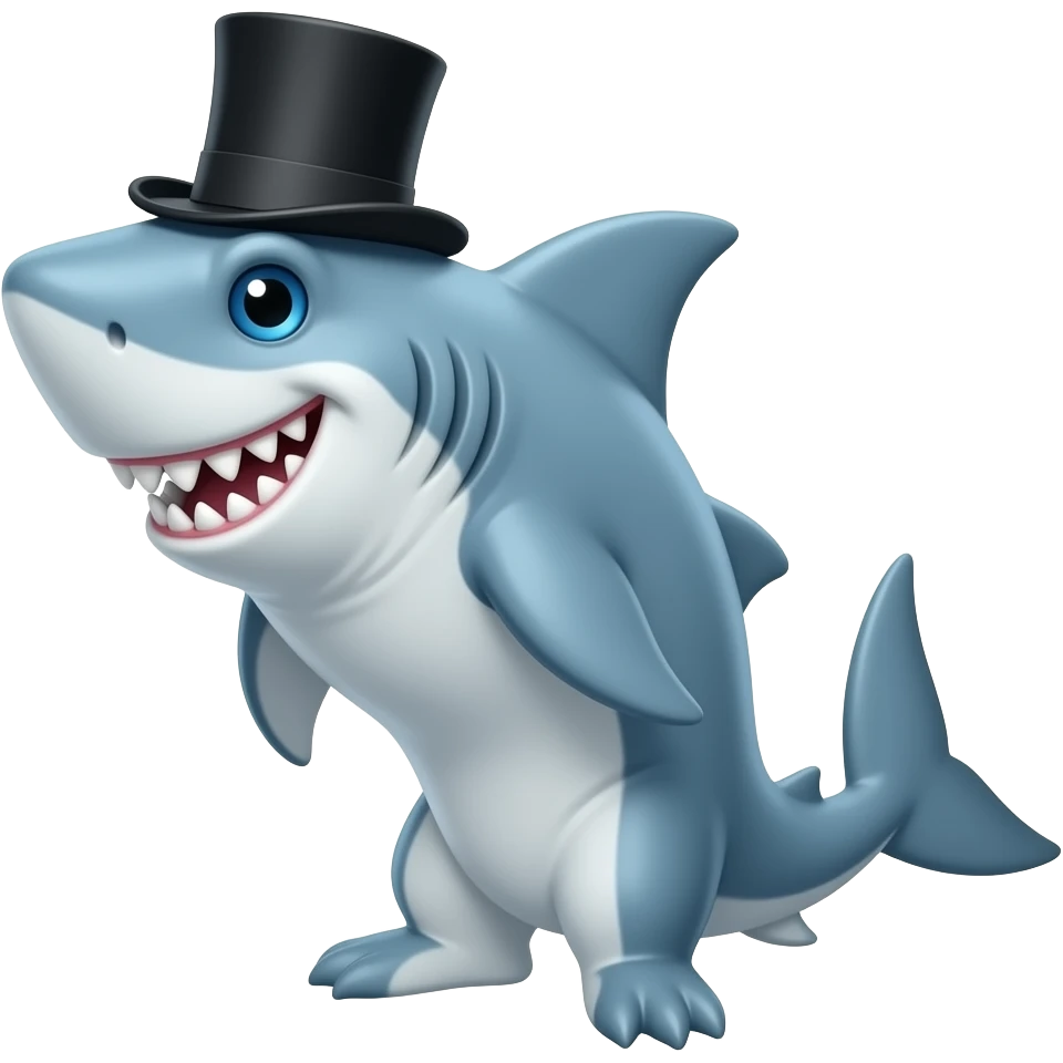 Shark with a top hat emoji