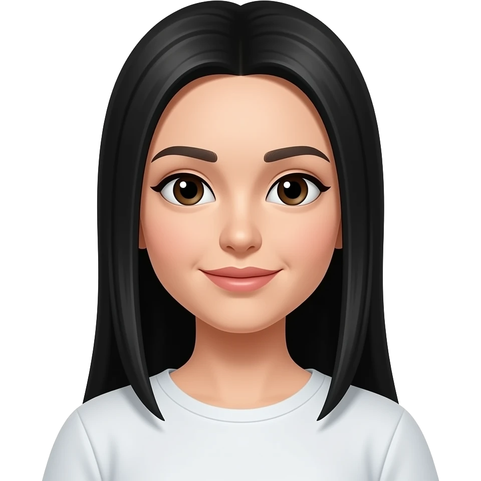 中分黑长直发 emoji