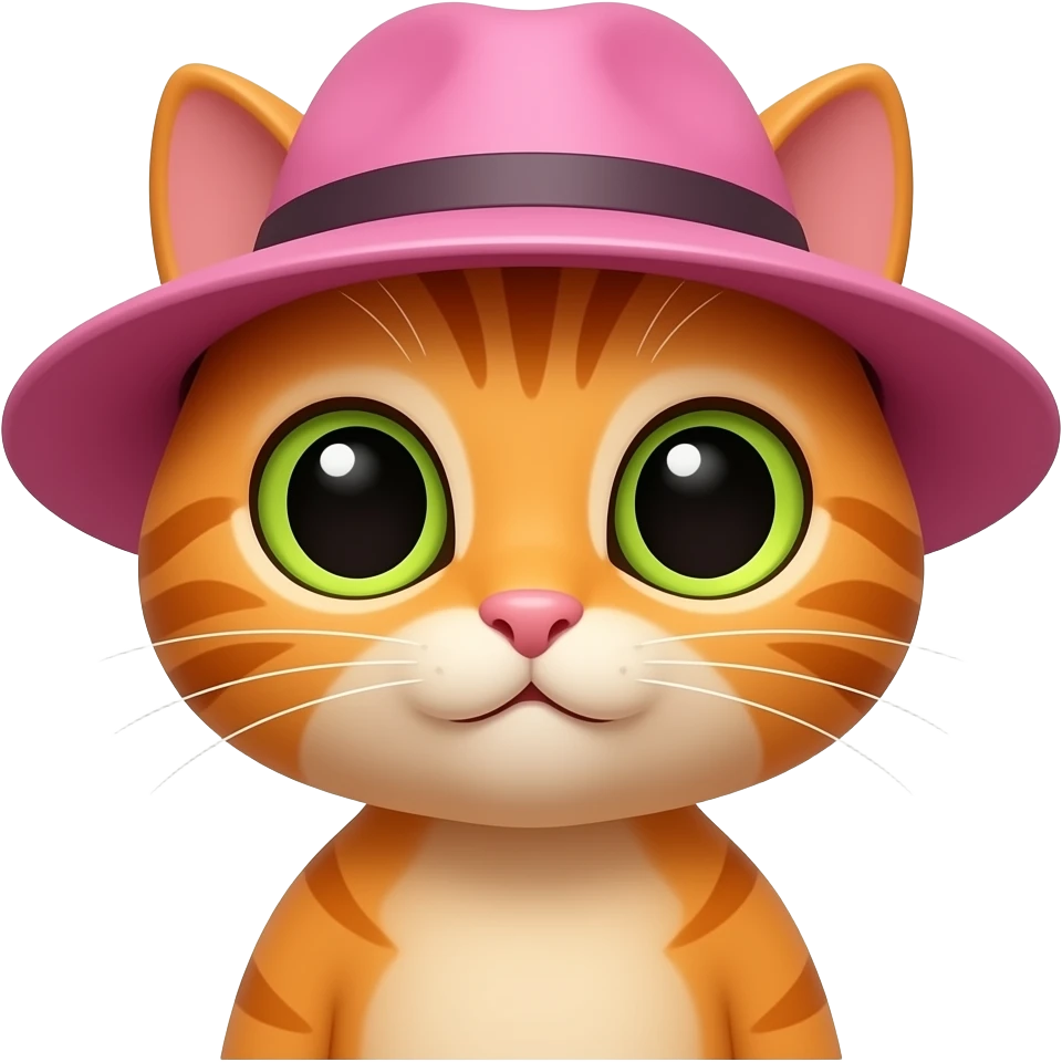 orange Cat wearing pink hat, upper body emoji