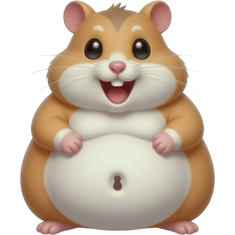 An obese girl Hamster,her flabby stomach let out loud rumbling growl,as if her Bellybutton was talking cutely,but it is just her tummy with extreme fullness trying to keep a meal settled in. emoji