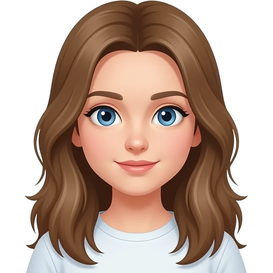 Girl emoji with light brown long hair, blue eyes, zoomed out emoji | AI ...