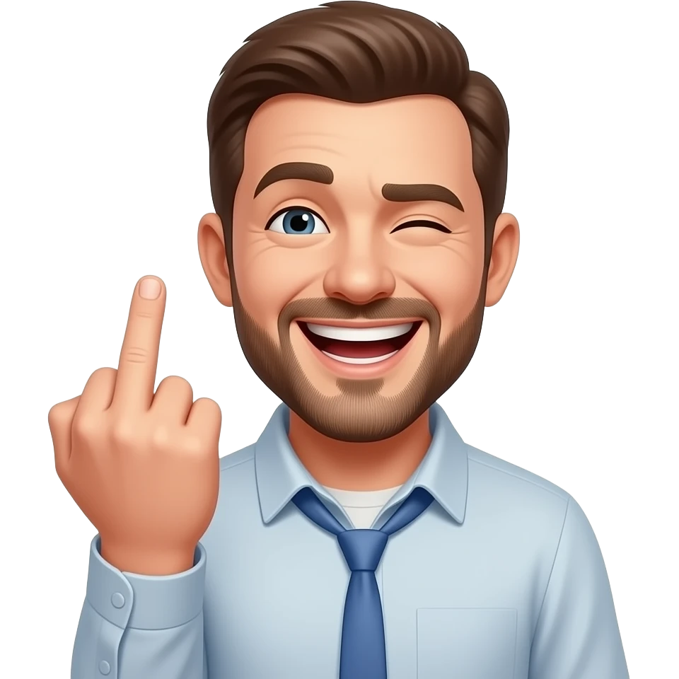 Man doing the middle finger while laughing emoji