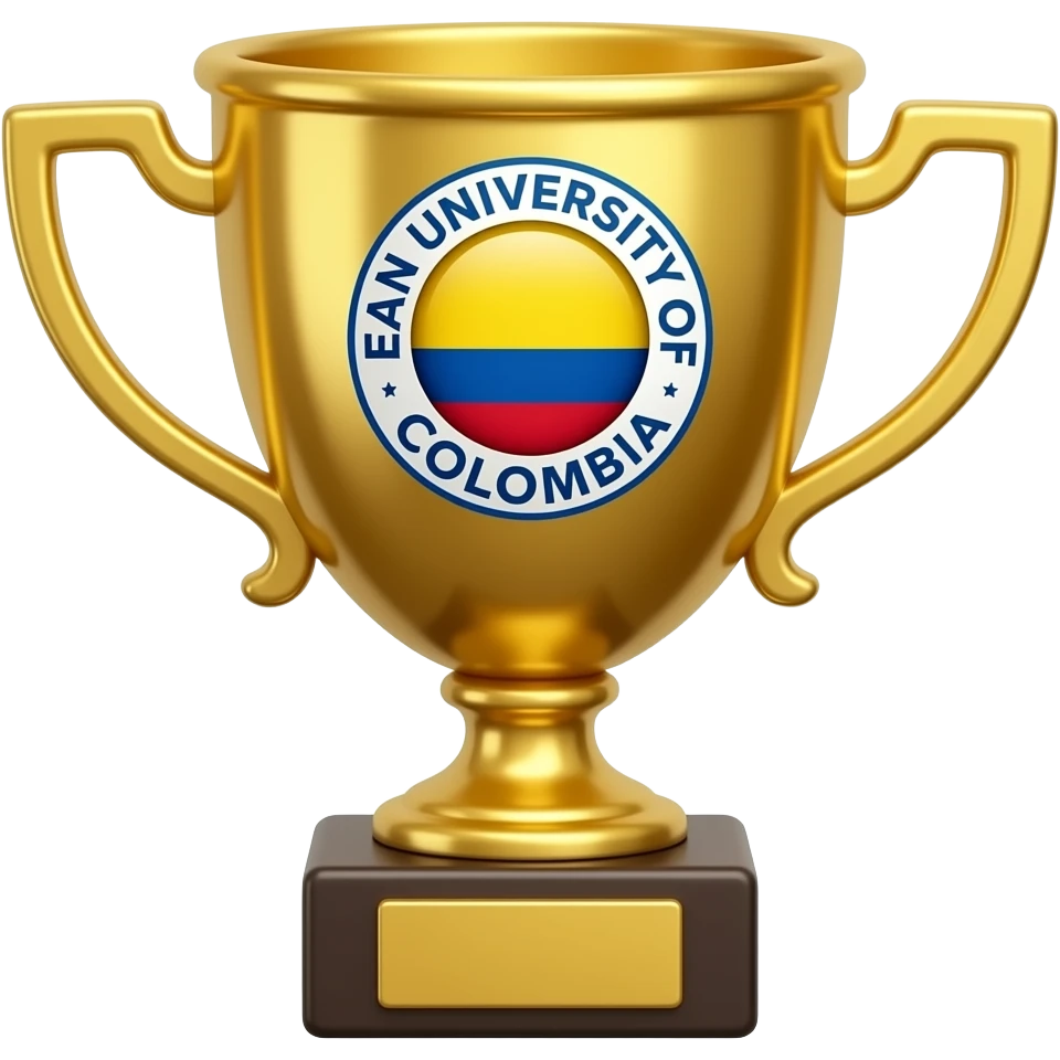 Trofeo de oro, con el logo de la universidad EAN de Colombia emoji