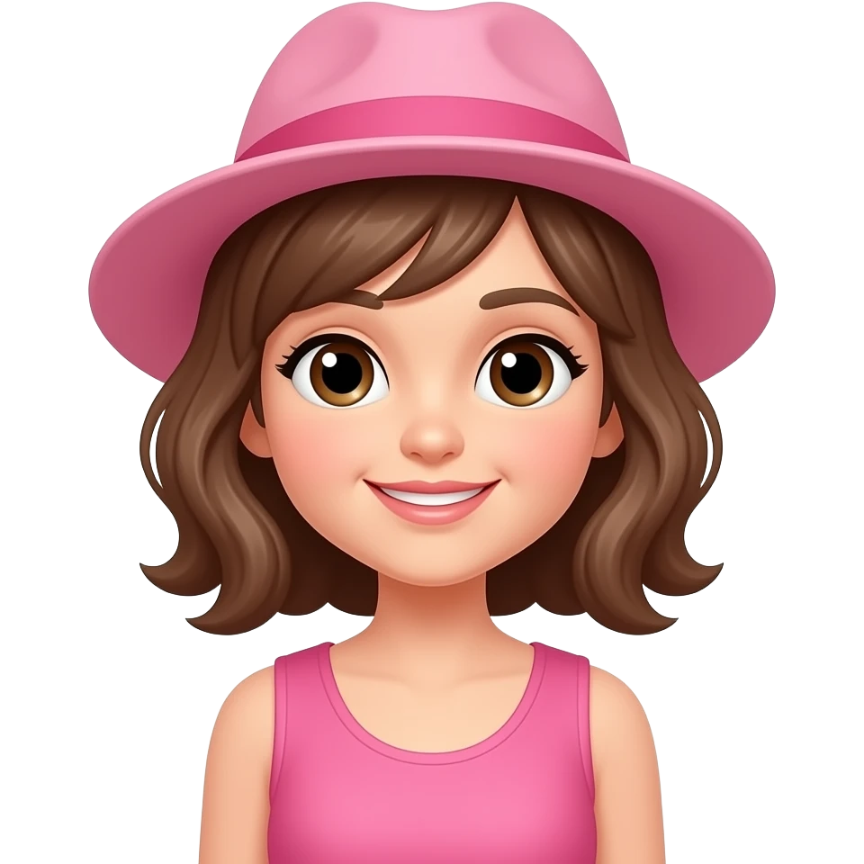 Put on a pink hat and pink top emoji